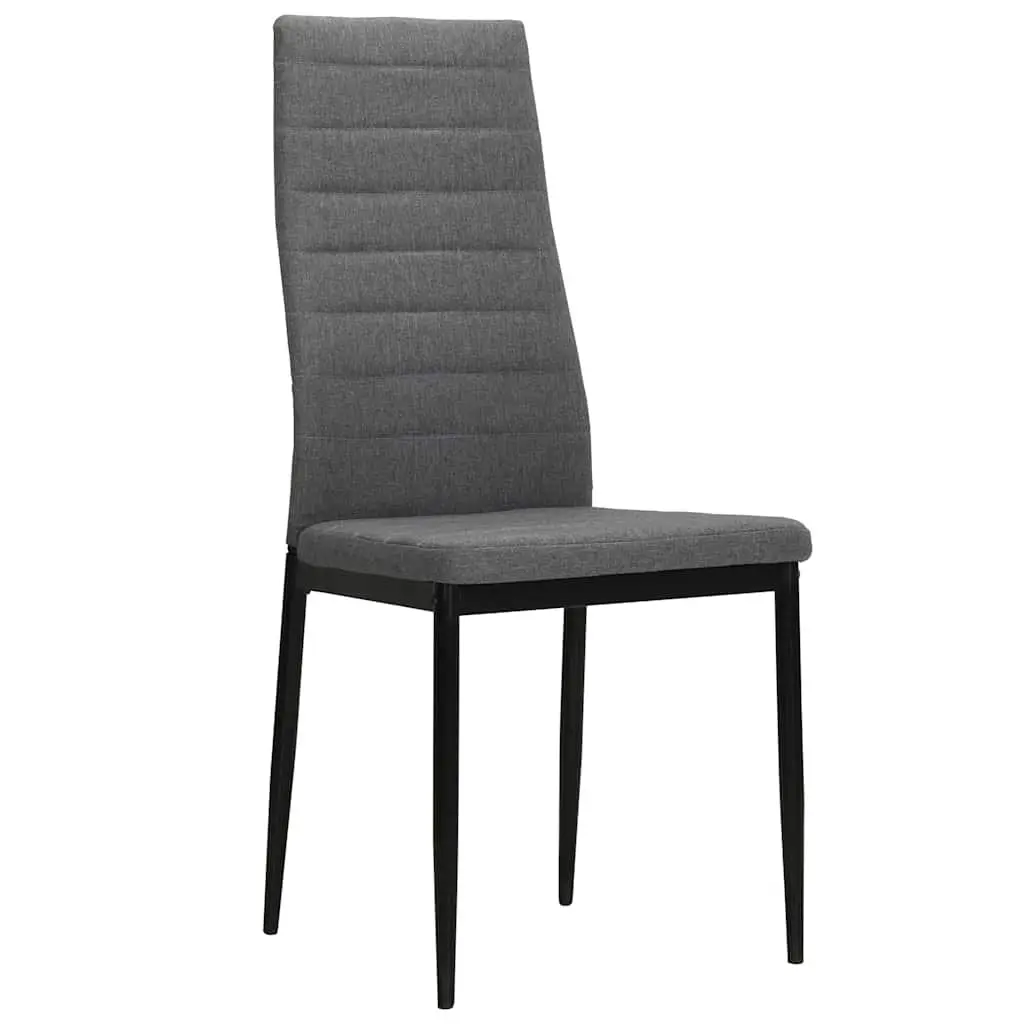 Dining Chairs Set of 6 Light Grey Fabric Kitchen Room Size Padded Backrest