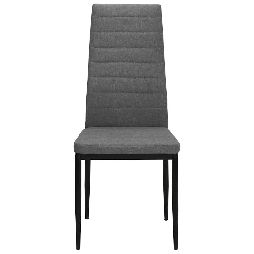 Dining Chairs Set of 6 Light Grey Fabric Kitchen Room Size Padded Backrest