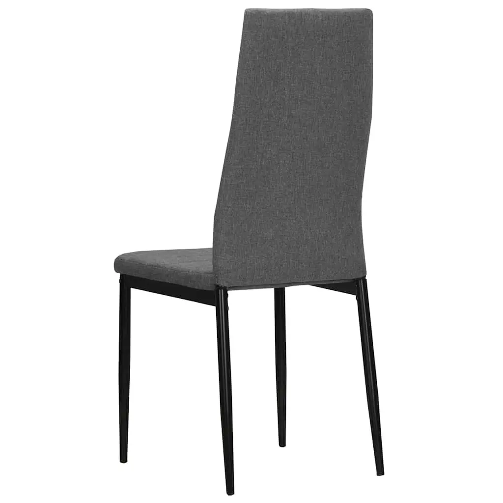 Dining Chairs Set of 6 Light Grey Fabric Kitchen Room Size Padded Backrest