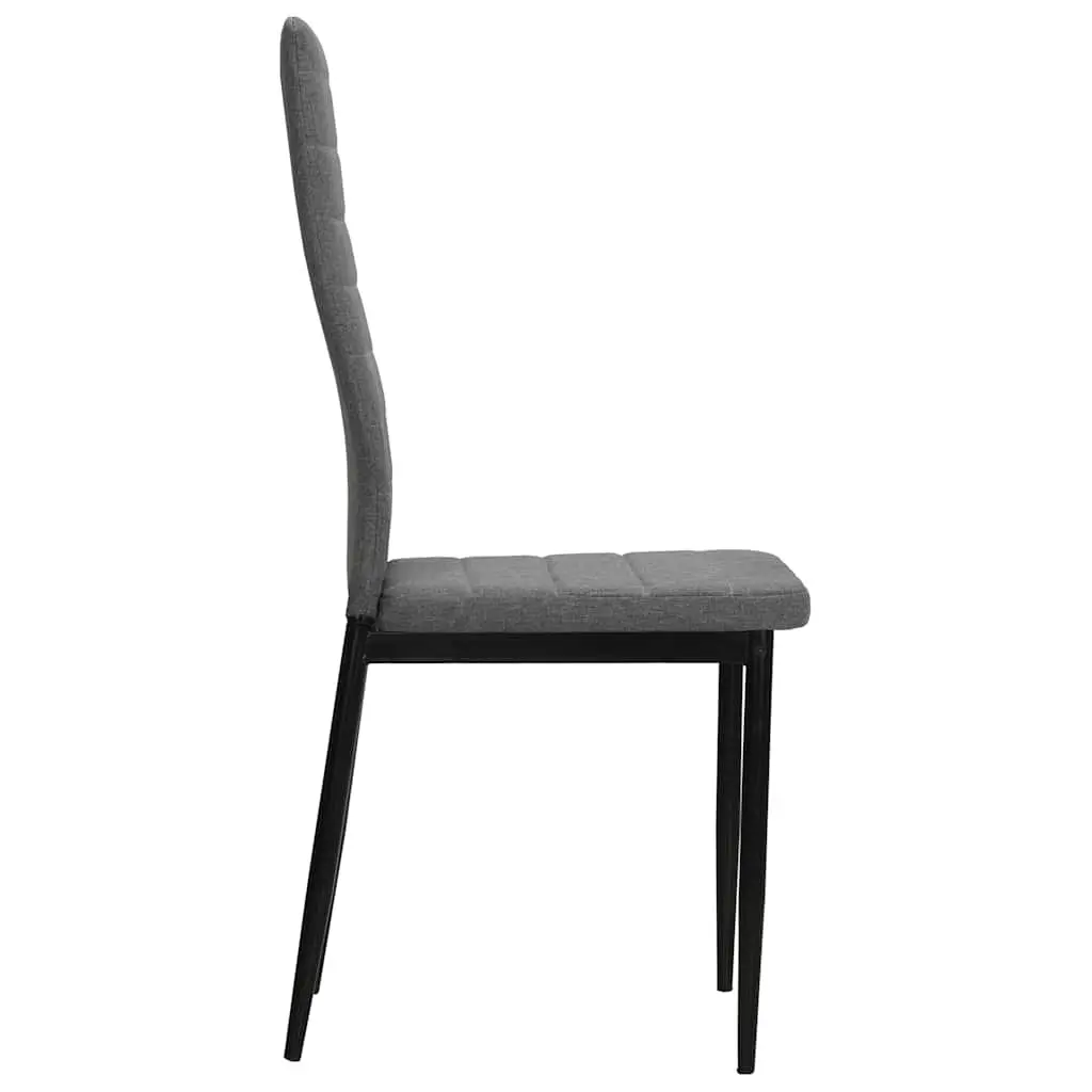 Dining Chairs Set of 6 Light Grey Fabric Kitchen Room Size Padded Backrest