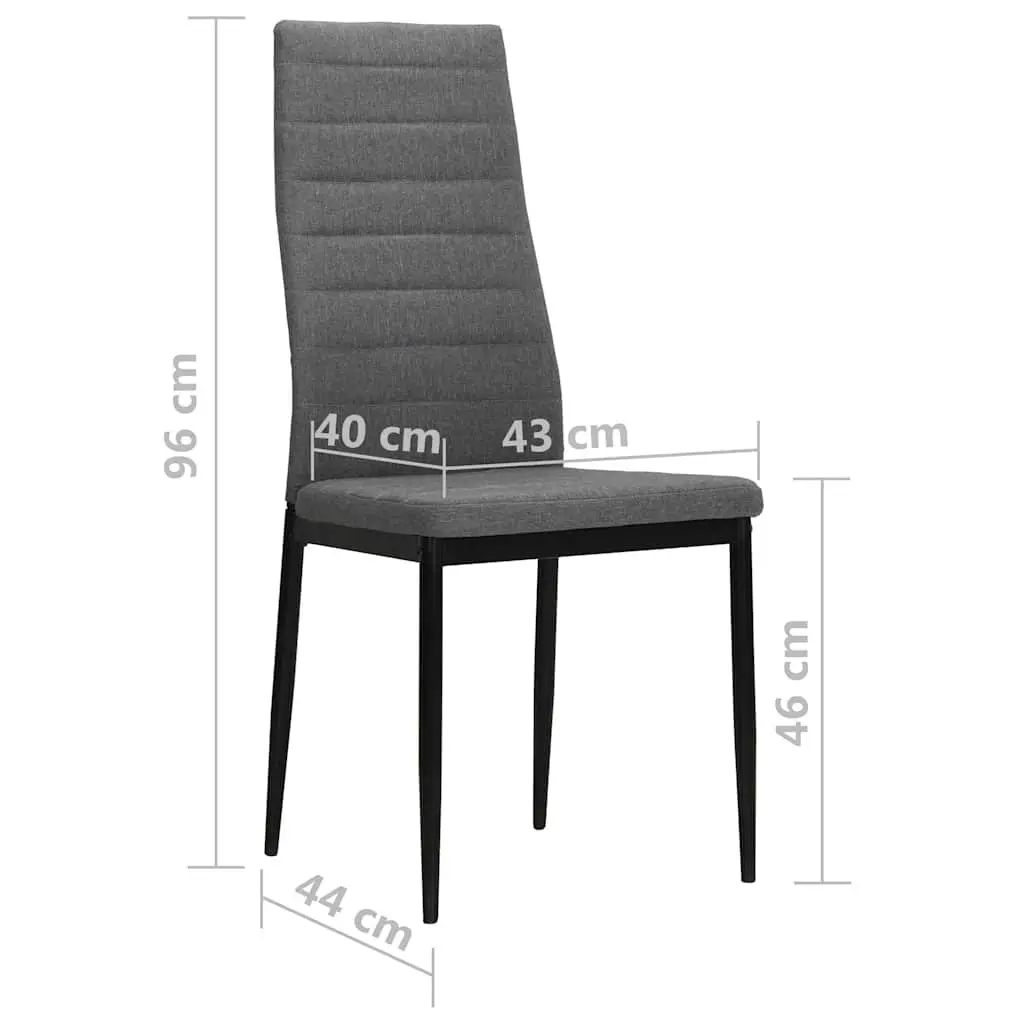 Dining Chairs Set of 6 Light Grey Fabric Kitchen Room Size Padded Backrest