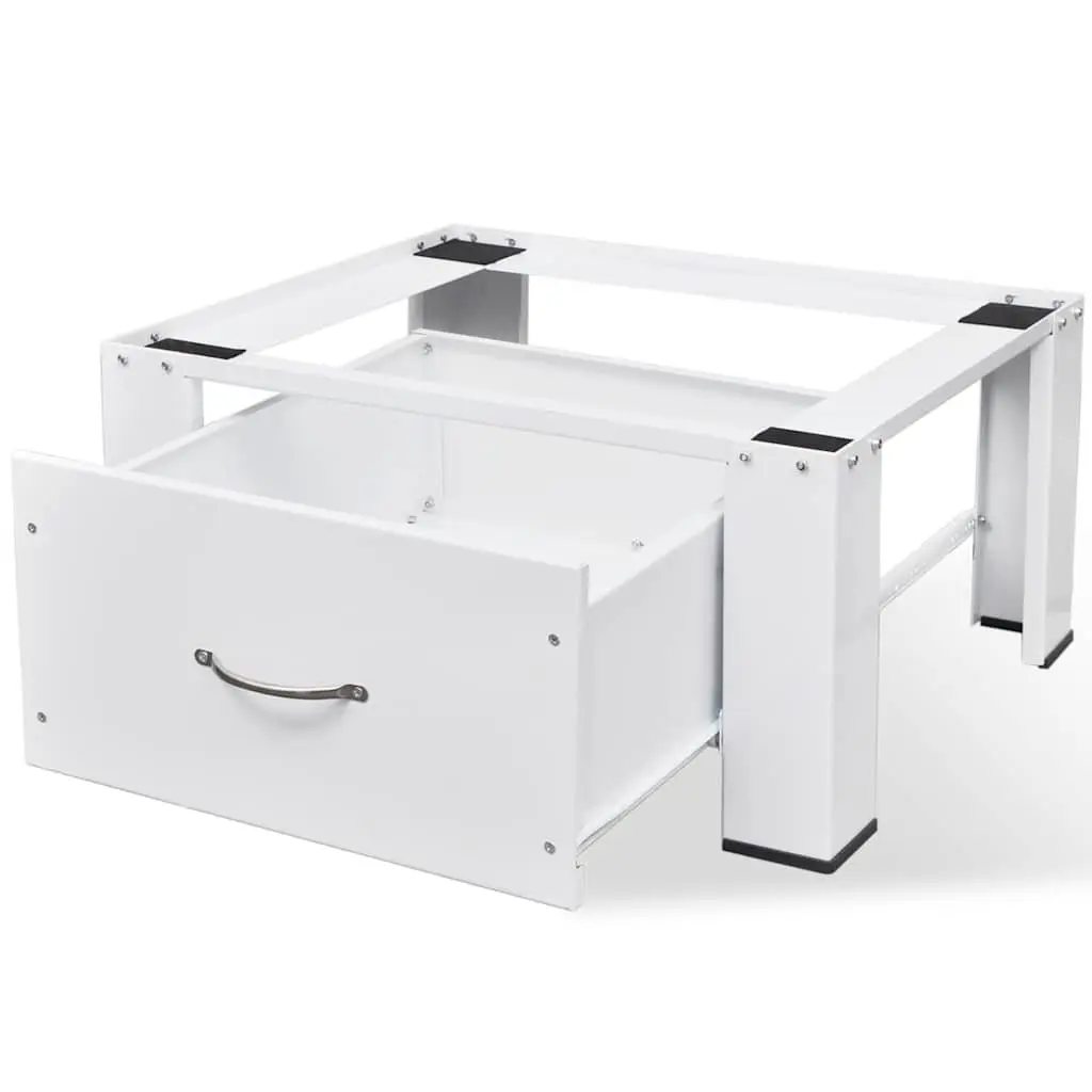 Washing Machine Pedestal Riser with Storage Drawer Laundry Appliance Stand White
