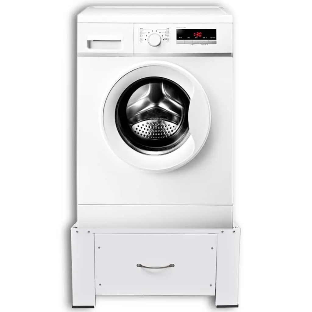 Washing Machine Pedestal Riser with Storage Drawer Laundry Appliance Stand White