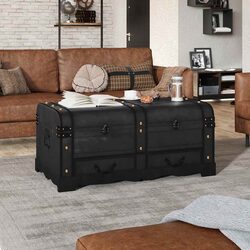 Wooden Storage Chest: 90 x 51 x 42 cm, Black