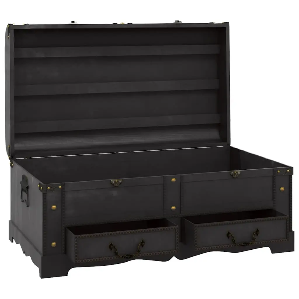Storage Chest Wooden Treasure Box Black Vintage Retro Design Coffee Table