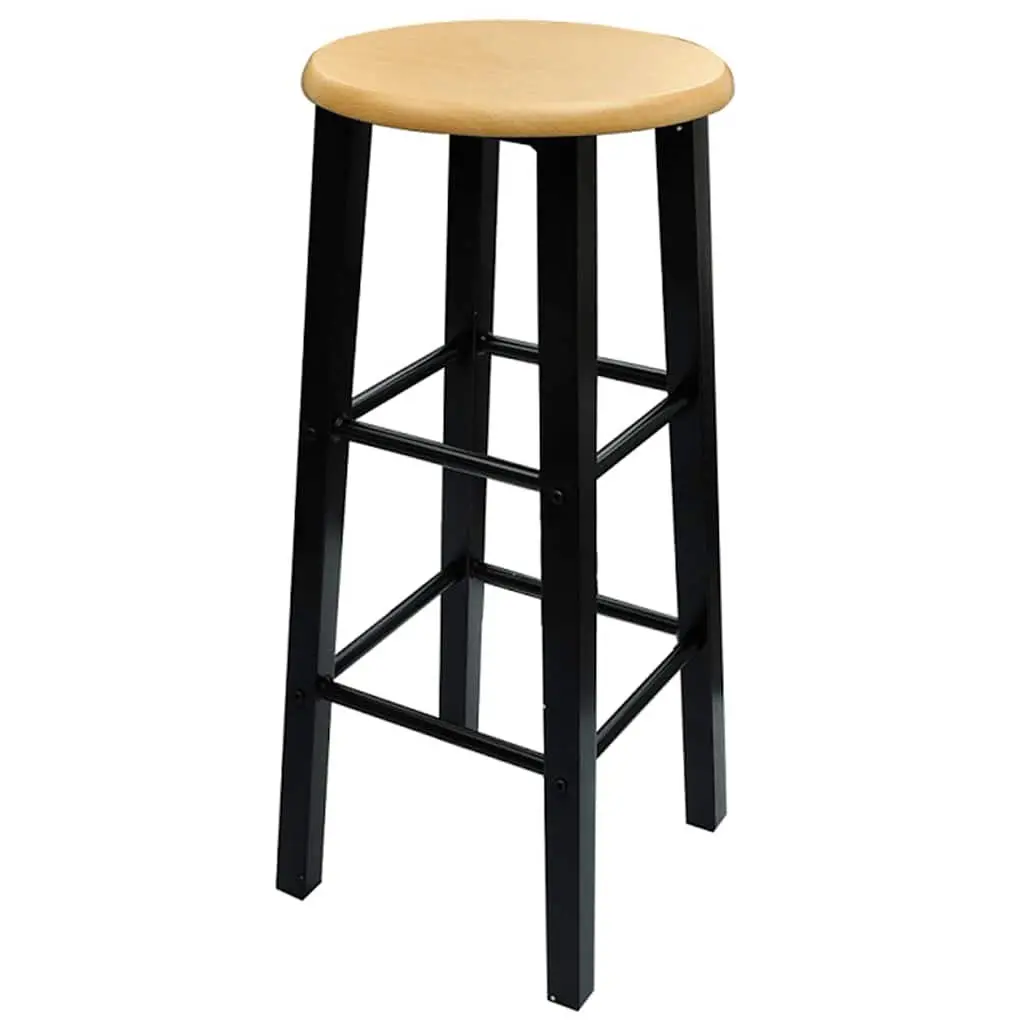 Bar Table and Stool Set 3 Pieces Kitchen Dining Furniture Brown Wood Steel