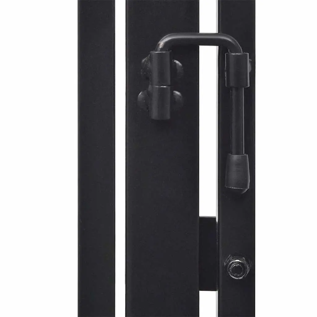 Fireplace Screen for Pets Indoor Black Steel Barrier with Swing Gate