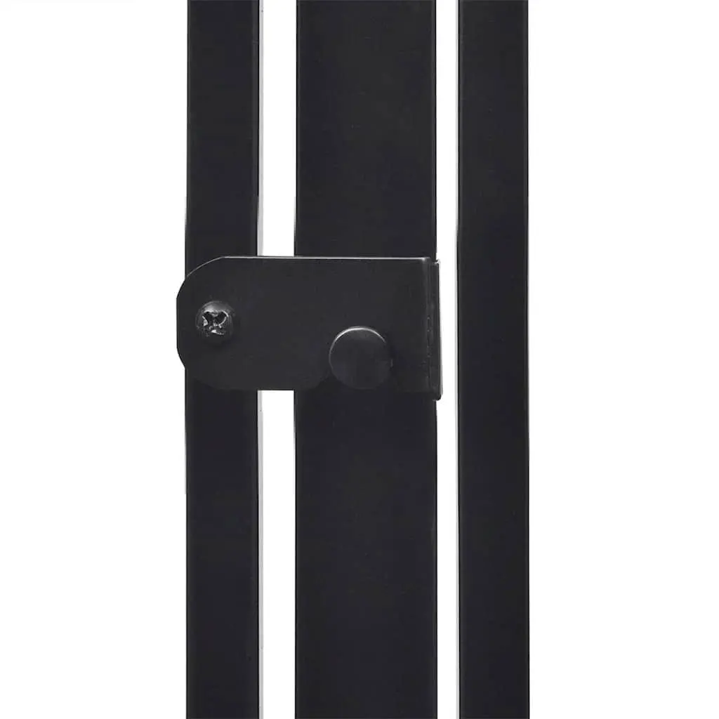 Fireplace Screen for Pets Indoor Black Steel Barrier with Swing Gate