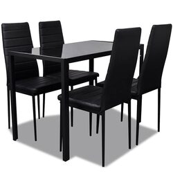 5-Piece Dining Set Specifications: Modern Glass Table and Chairs