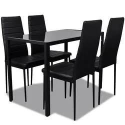 5-Piece Dining Set Specifications: Modern Glass Table and Chairs