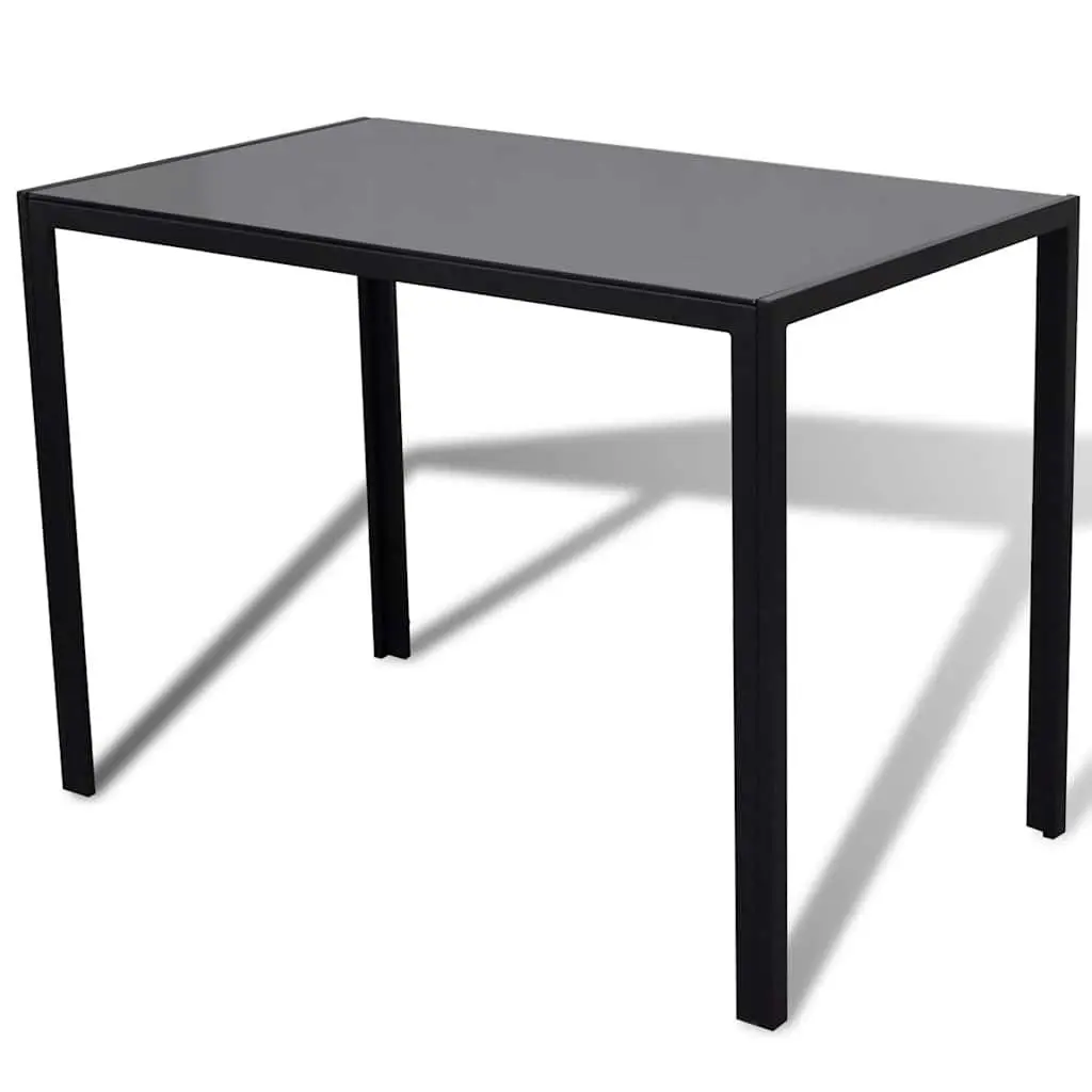 Dining Set Kitchen 5 Piece Black Modern Table 4 Chairs Artificial Leather
