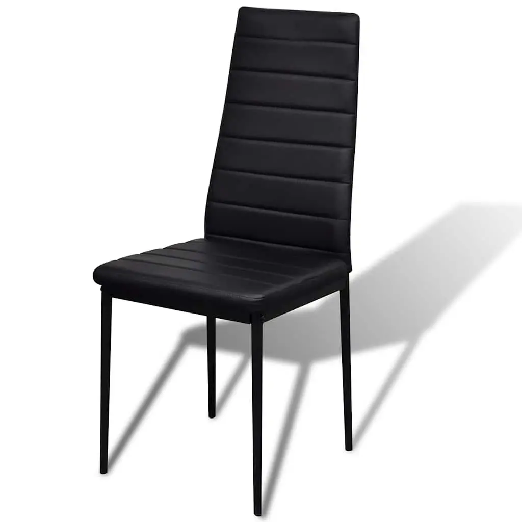 Dining Set Kitchen 5 Piece Black Modern Table 4 Chairs Artificial Leather
