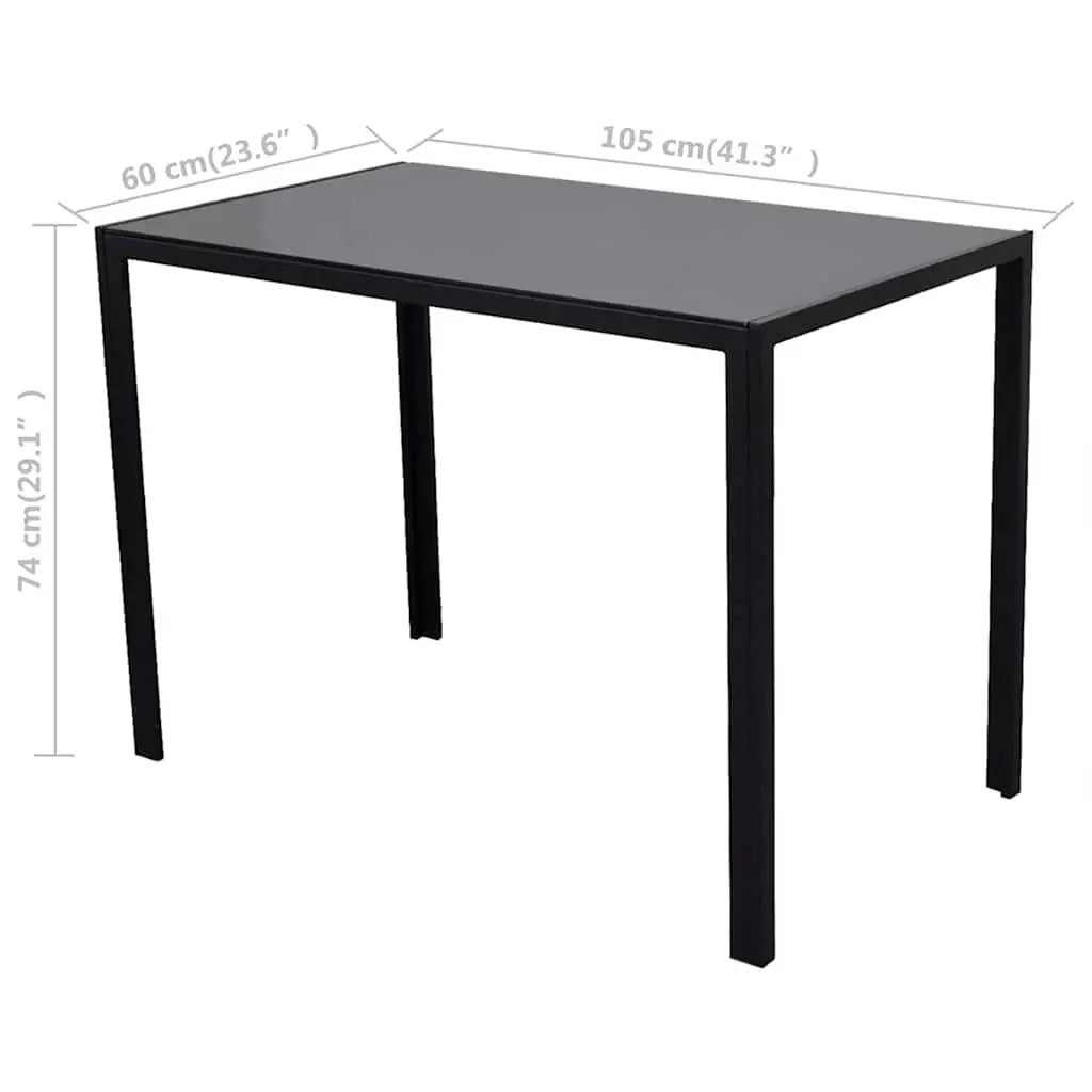 Dining Set Kitchen 5 Piece Black Modern Table 4 Chairs Artificial Leather