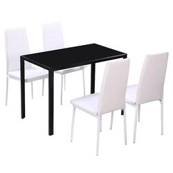 5-Piece Dining Set: Black and White Table and Chairs
