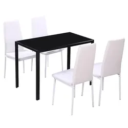 5-Piece Dining Set: Black and White Table and Chairs