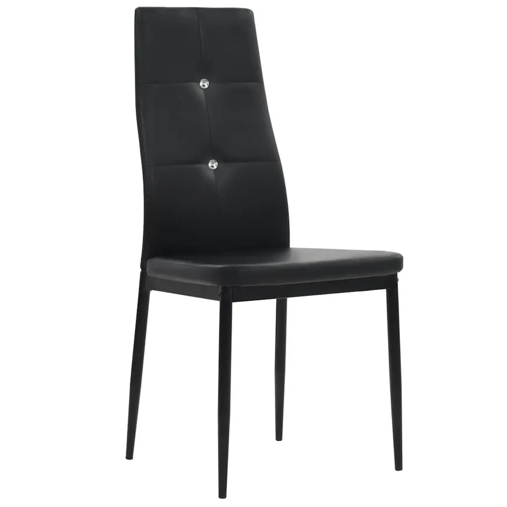 6 Black Faux Leather Dining Chairs with Steel Legs
