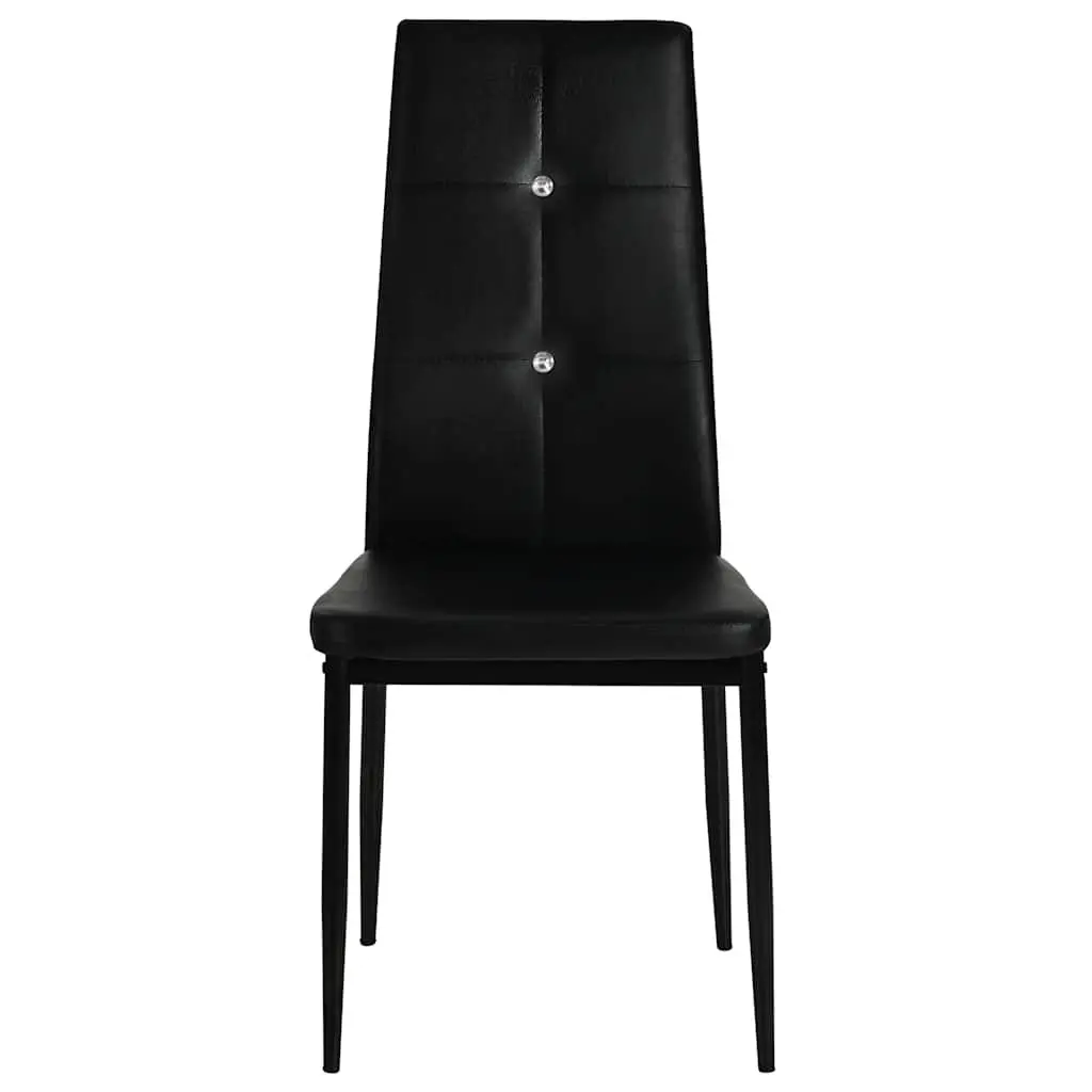 6 Black Faux Leather Dining Chairs with Steel Legs