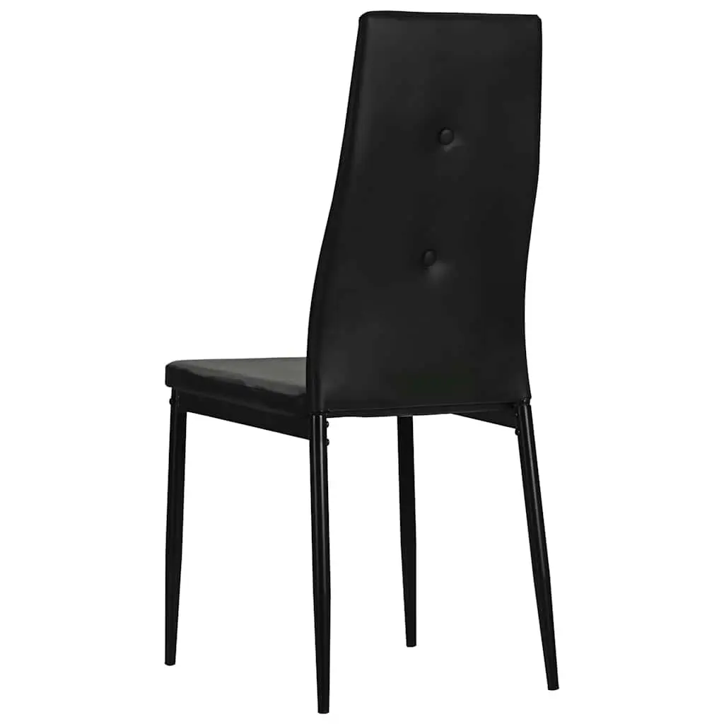 6 Black Faux Leather Dining Chairs with Steel Legs