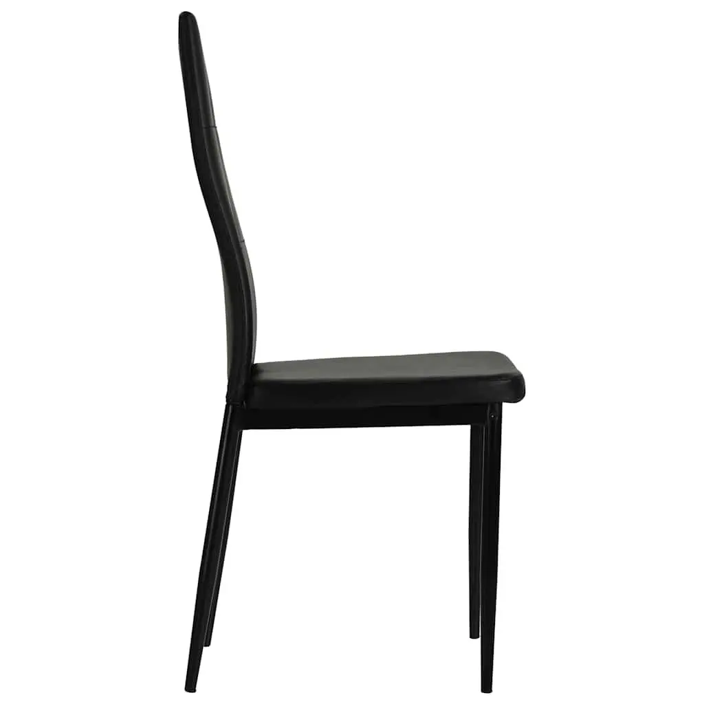 6 Black Faux Leather Dining Chairs with Steel Legs