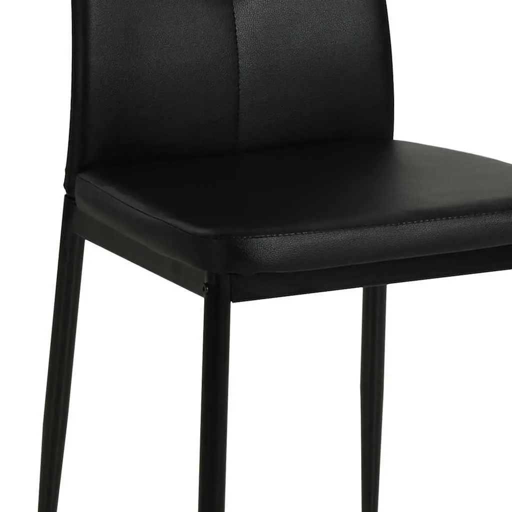 6 Black Faux Leather Dining Chairs with Steel Legs