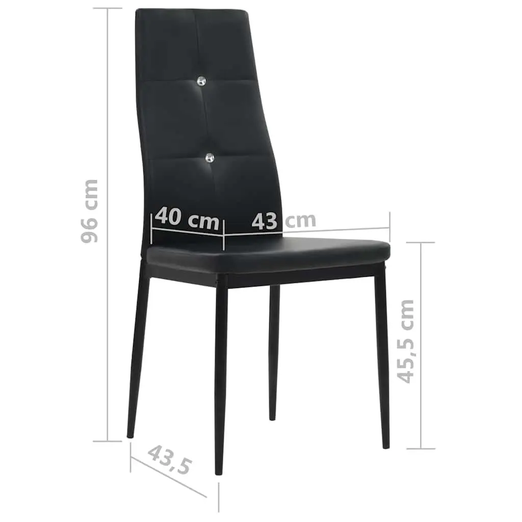 6 Black Faux Leather Dining Chairs with Steel Legs