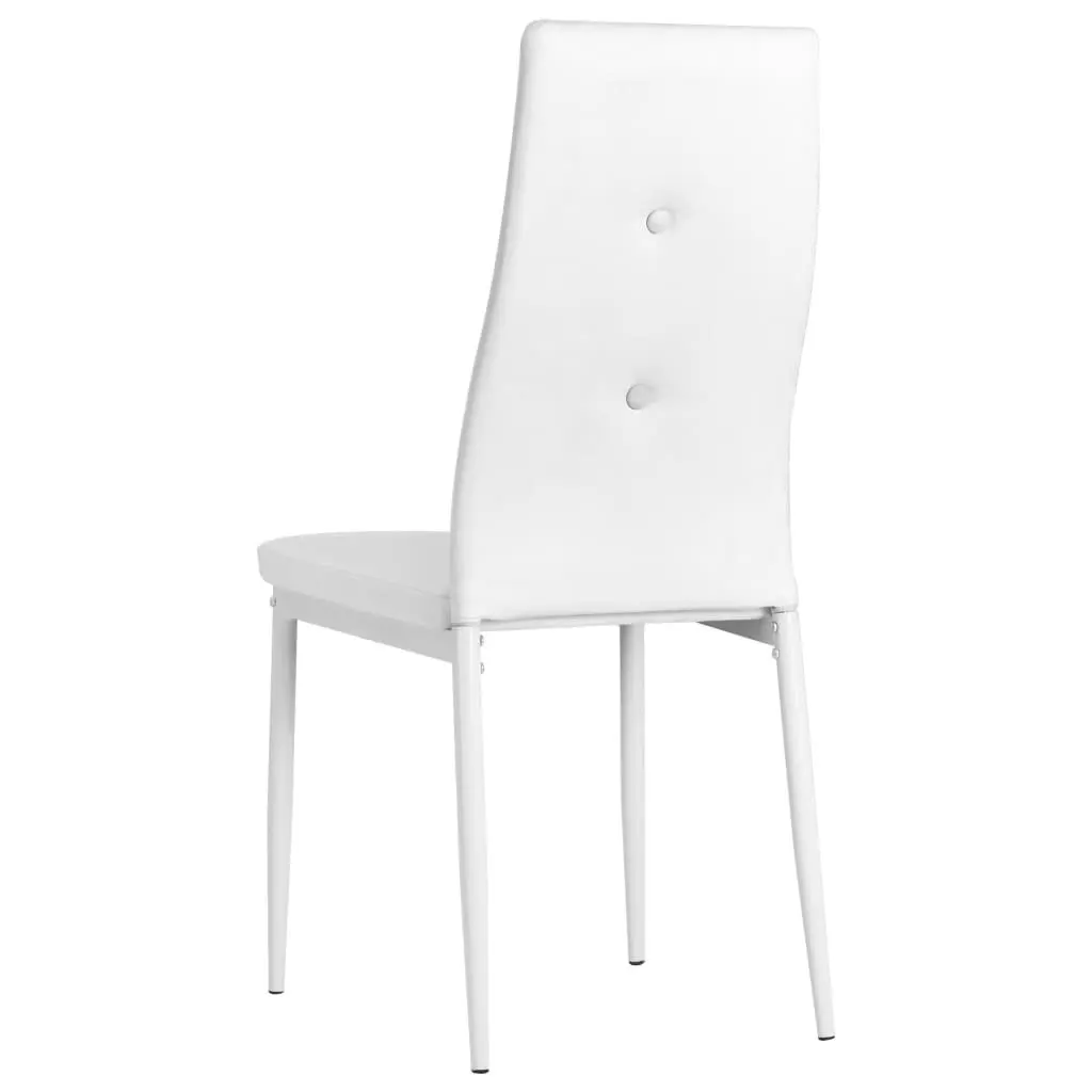 6 White Faux Leather Dining Chairs Set