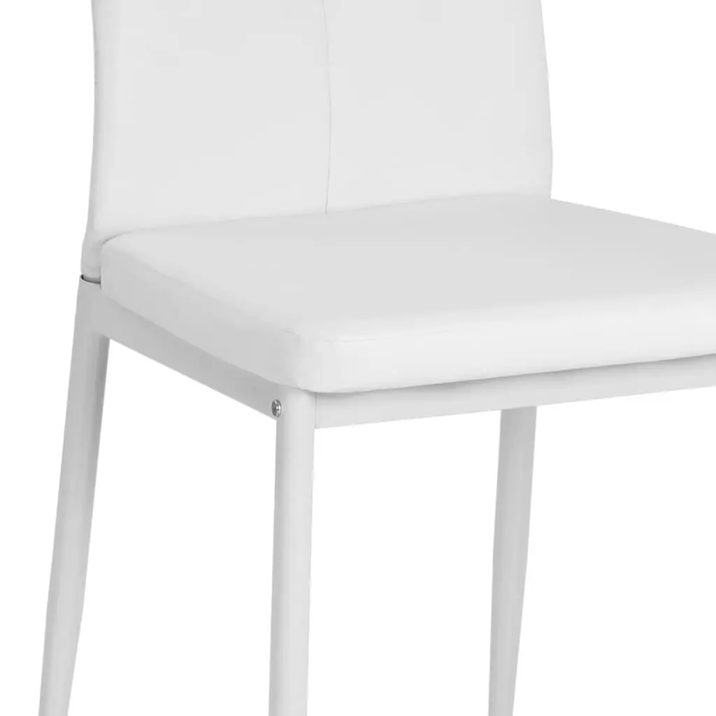 6 White Faux Leather Dining Chairs Set