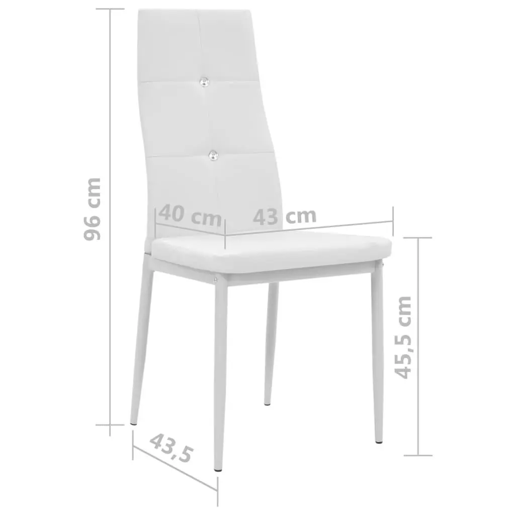 6 White Faux Leather Dining Chairs Set