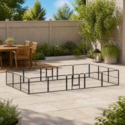 16-Panel Dog Playpen - 60x80 cm Rustproof Steel