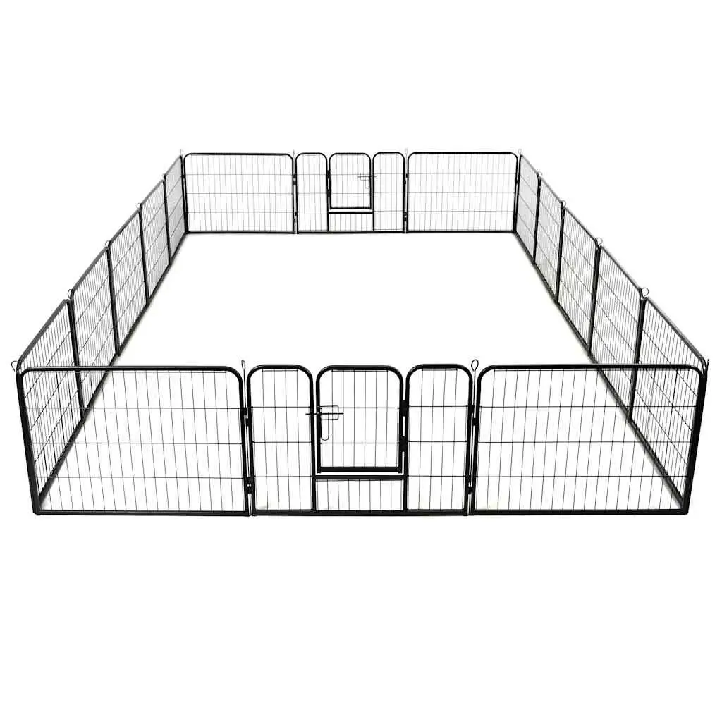 Dog Playpen Indoor Outdoor 16 Panels Steel Exercise Enclosure