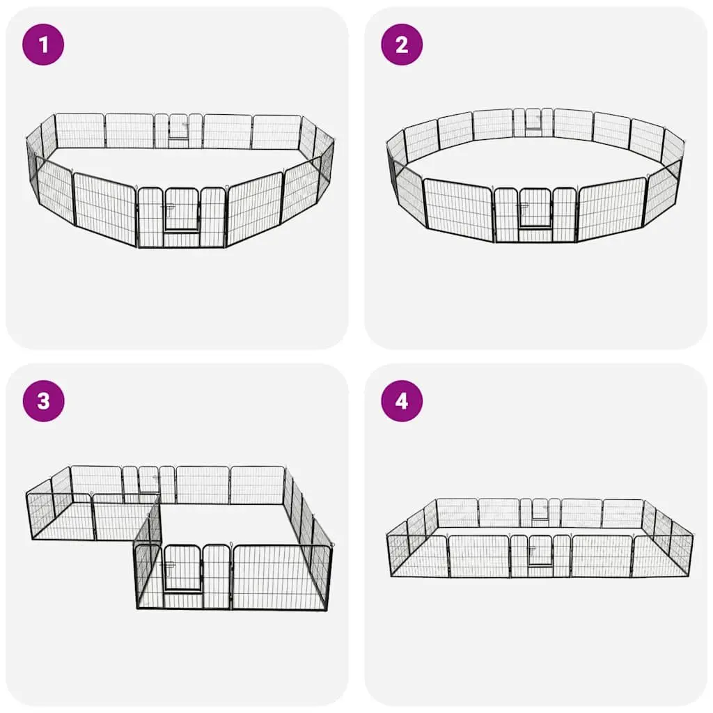 Dog Playpen Indoor Outdoor 16 Panels Steel Exercise Enclosure