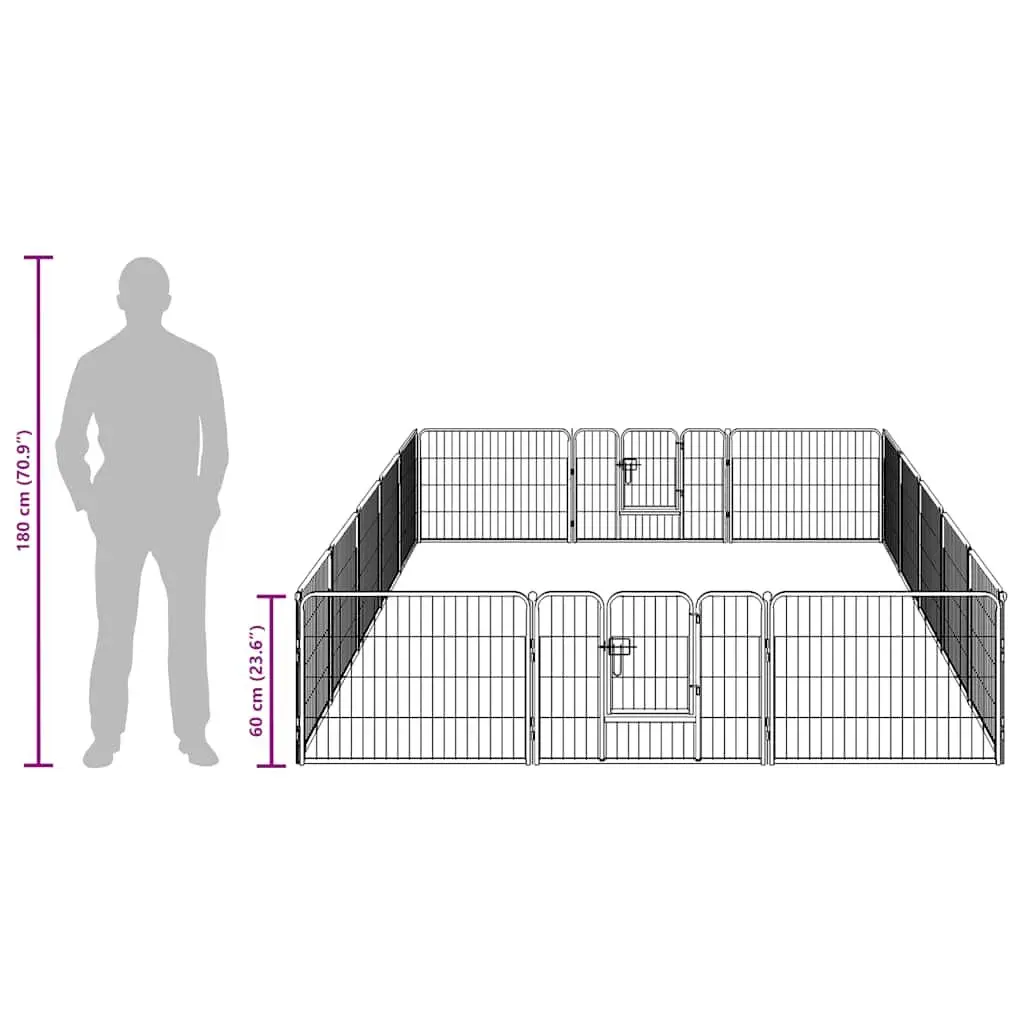 Dog Playpen Indoor Outdoor 16 Panels Steel Exercise Enclosure