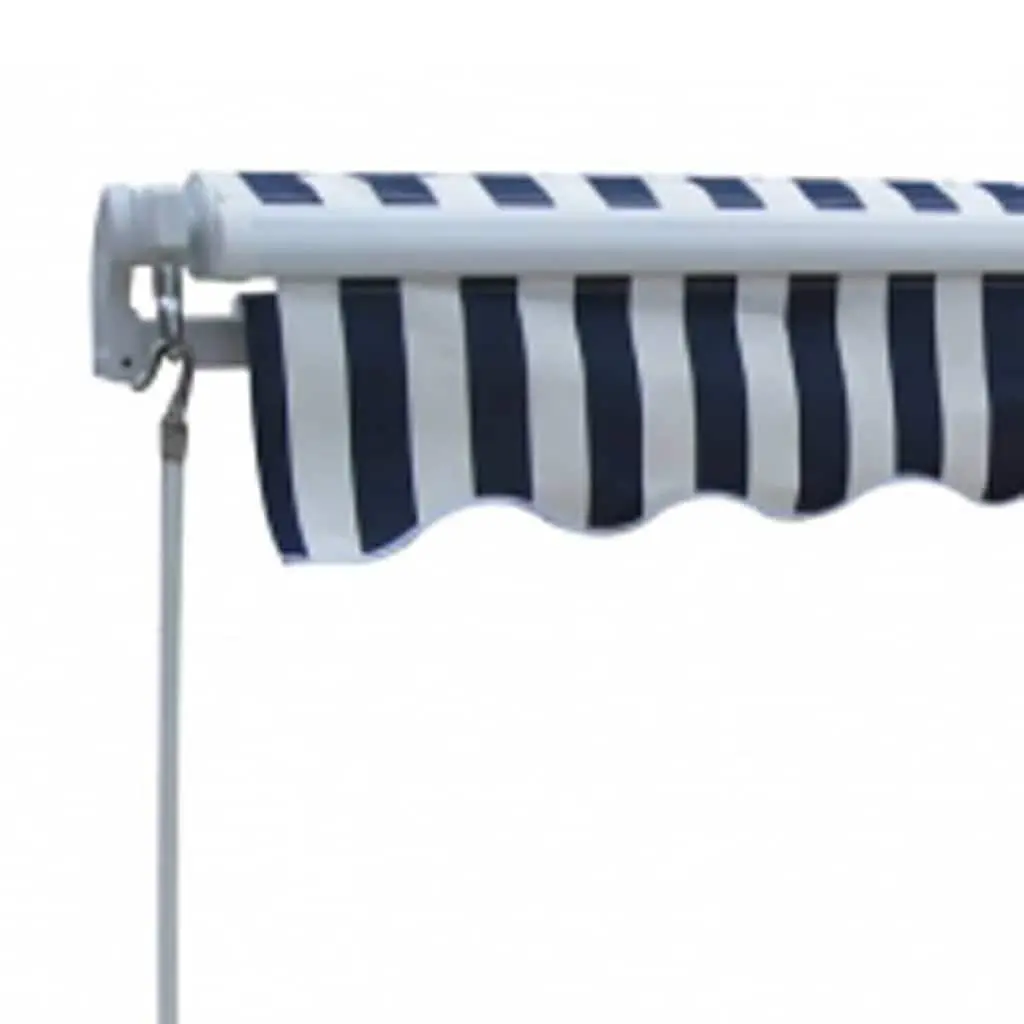 Folding Manual Awning 300cm Garden Patio Outdoor Shade Canopy Blue White