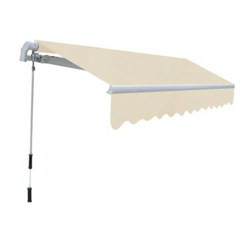 Folding Manual Awning 300cm Outdoor Patio Garden Shade Cream Window Door Canopy
