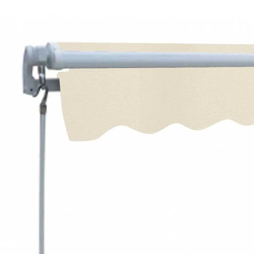 Folding Manual Awning 300cm Outdoor Patio Garden Shade Cream Window Door Canopy