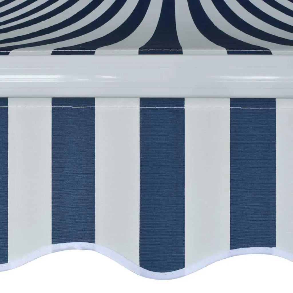Folding Manual Awning 400cm Garden Patio Outdoor Shade Canopy Blue White