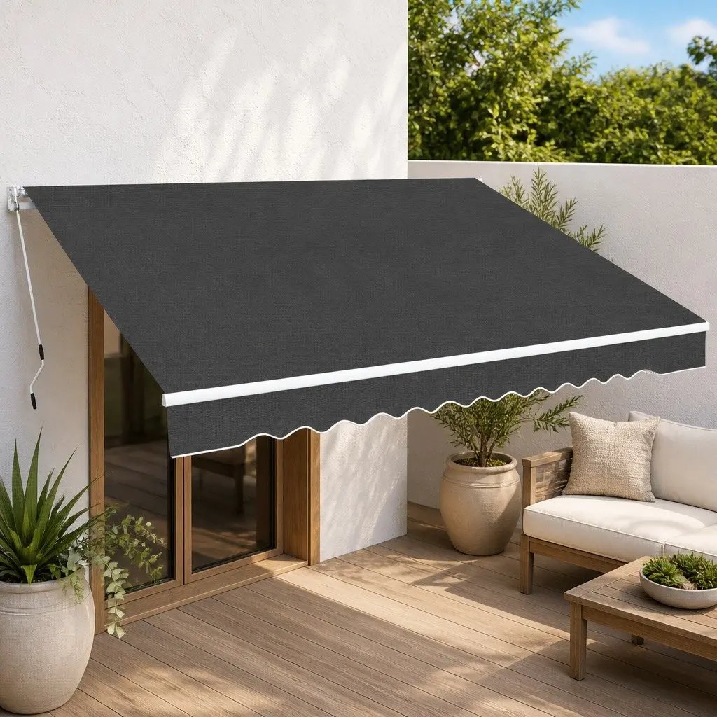 Folding Awning Outdoor Patio Garden 400cm Anthracite Shade