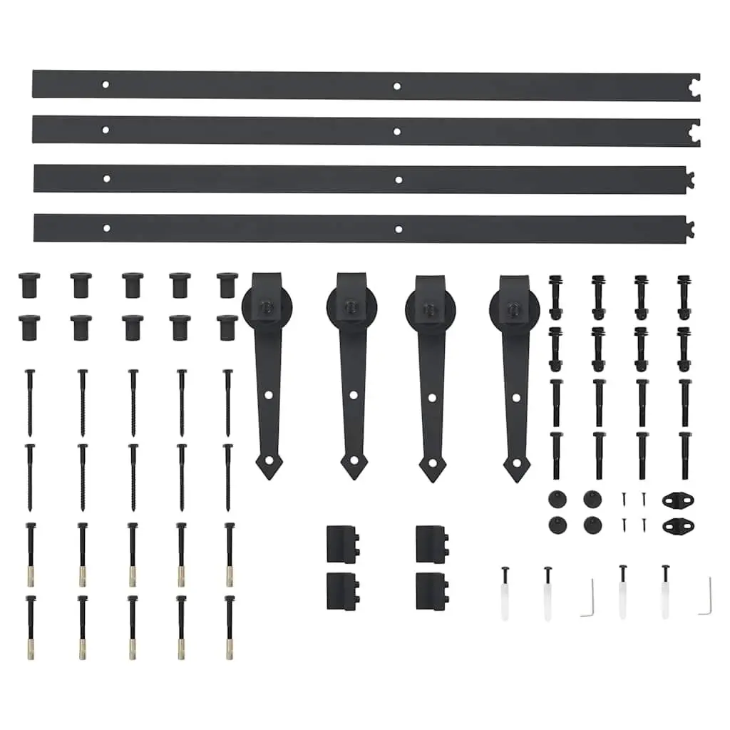 Sliding Door Hardware Kit for Barn Door Kitchen Door Interior Sliding Door 2x183cm Steel Track Rail Roller System