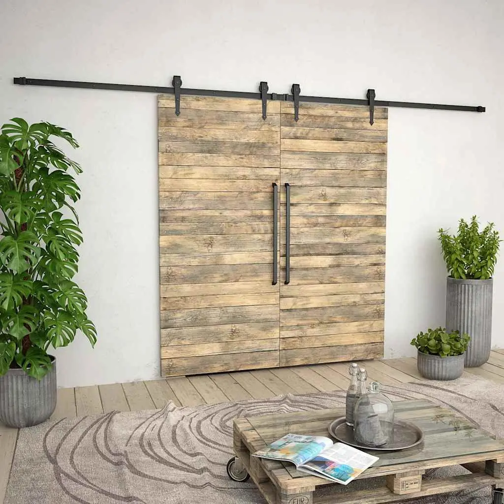 Sliding Door Hardware Kit for Barn Door Kitchen Door Interior Sliding Door 2x183cm Steel Track Rail Roller System