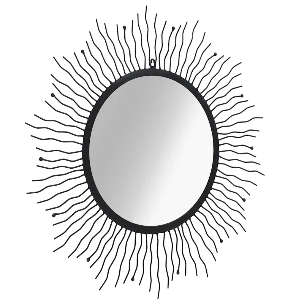 80cm Garden Wall Mirror with Black Powder-Coated Frame