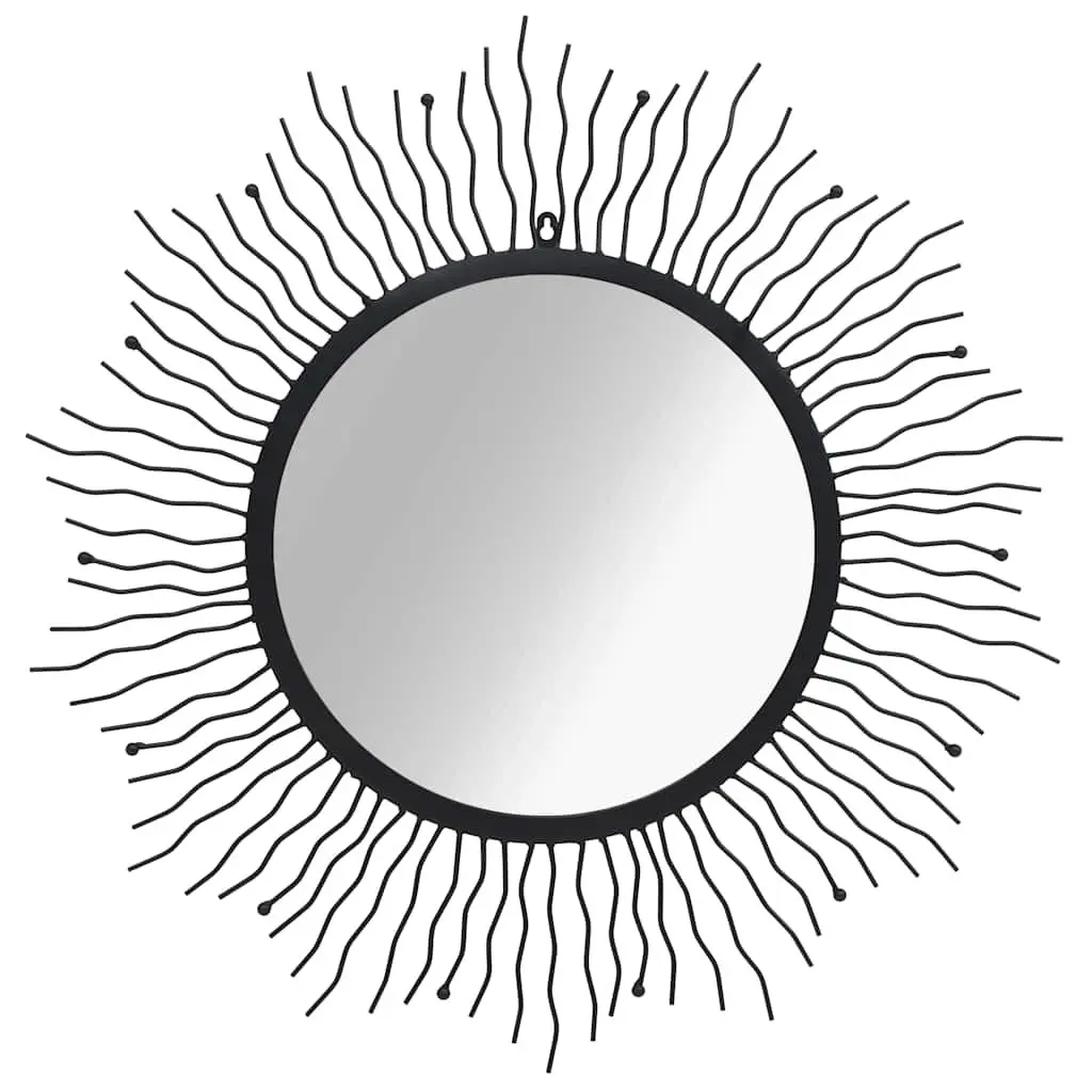 80cm Garden Wall Mirror with Black Powder-Coated Frame