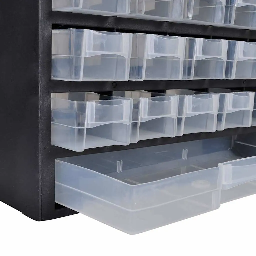 Plastic Organizer Storage Cabinet for Tools and Workshop Black 41 Drawers Set of 2