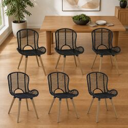 Specifications for Set of 6 Black Rattan Dining Chairs