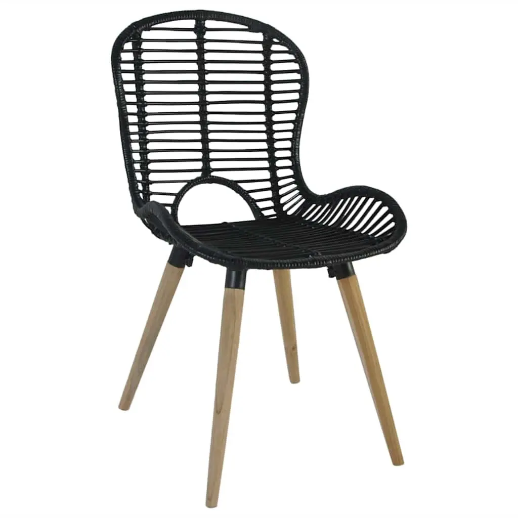 Rattan Dining Chairs Set of 6 Kitchen Living Room Black