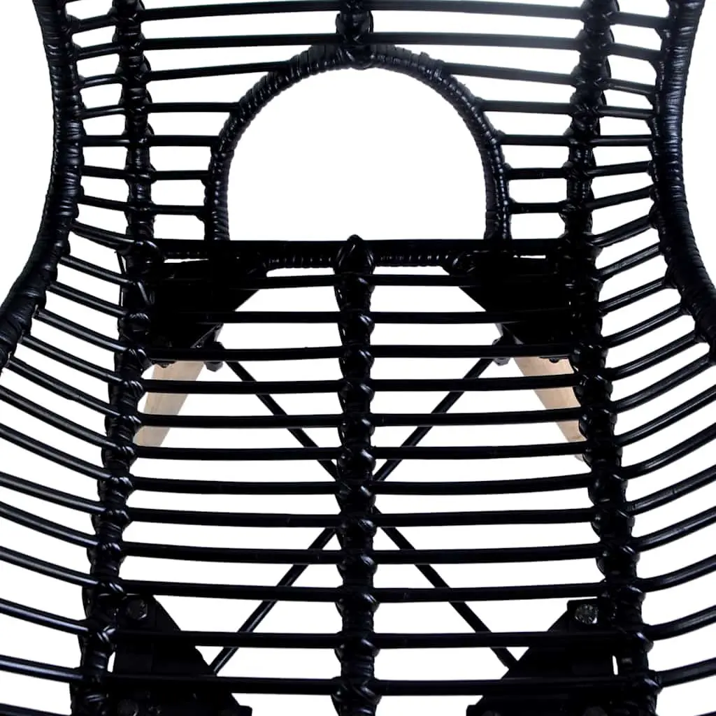 Rattan Dining Chairs Set of 6 Kitchen Living Room Black