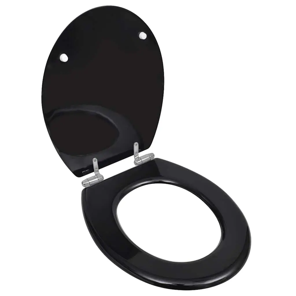 Toilet Seats Bathroom 2 Pack Black MDF Soft Close Lids