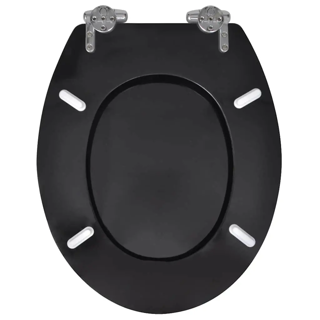 Toilet Seats Bathroom 2 Pack Black MDF Soft Close Lids