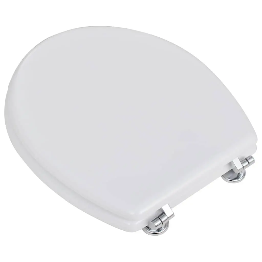Toilet Seats with Lids 2 pcs White MDF Universal Bathroom Fixture