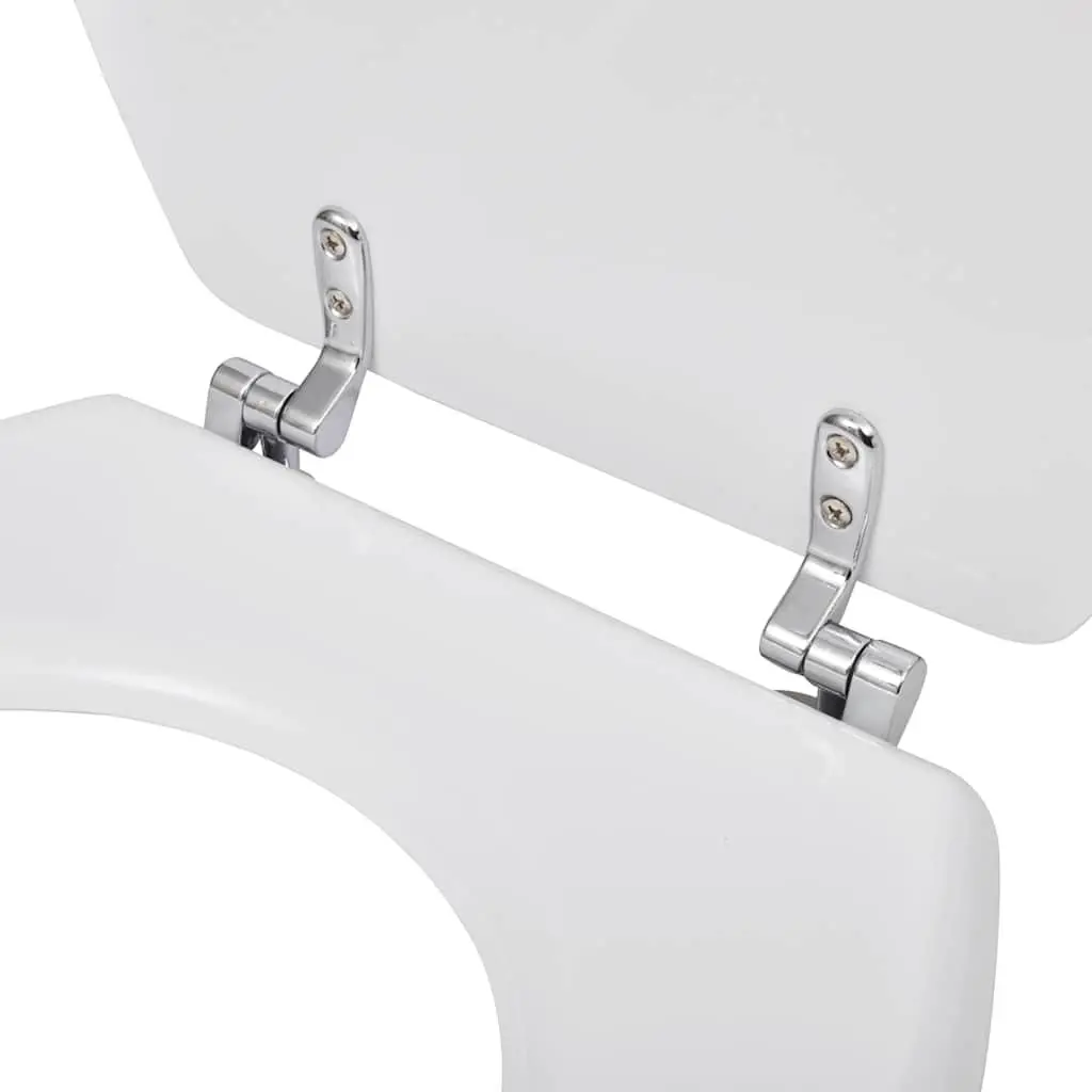Toilet Seats with Lids 2 pcs White MDF Universal Bathroom Fixture