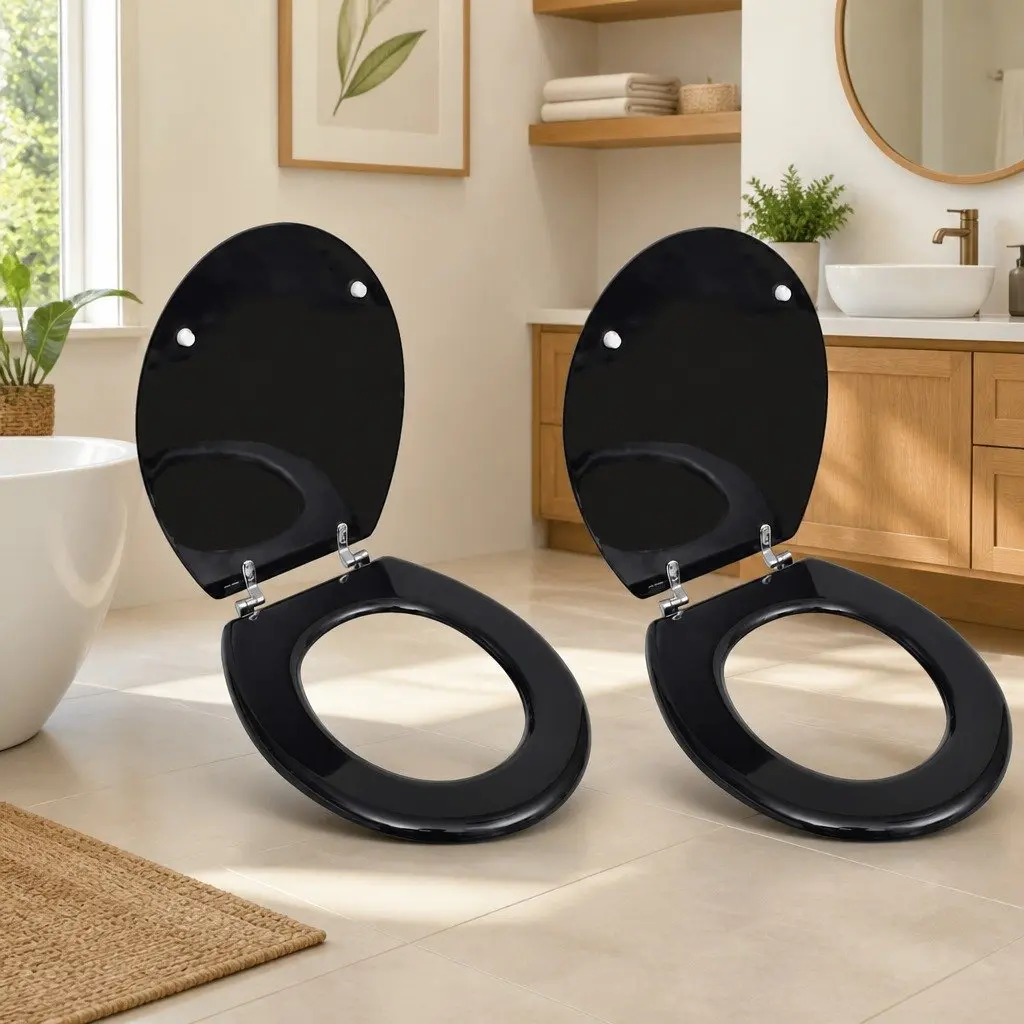 Toilet Seats with Lids for Bathroom 2 Piece Black
